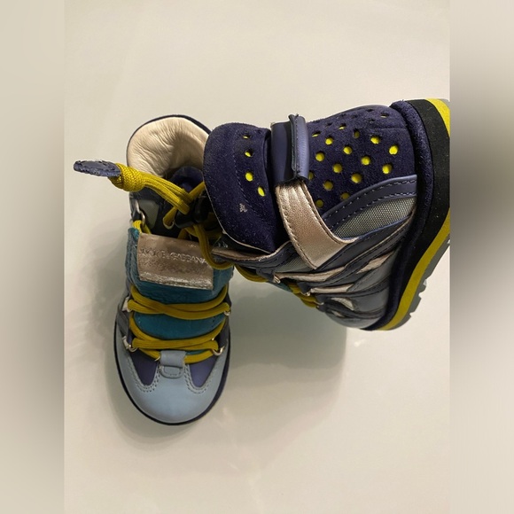 Kids Dolce & Gabbana Multicolor Leather High Top Sneakers Size 8 - Picture 3 of 8